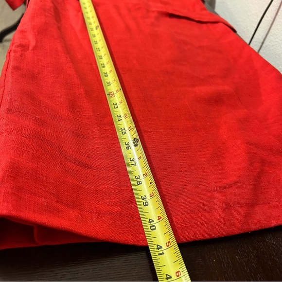 William Pearson Vintage Red Dress Belt Lined Faux Wrap Short Sleeve Button Sz 12 - Picture 14 of 14